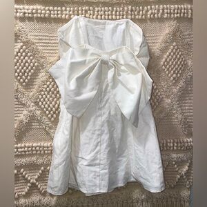 Altar’d State Mini Lilia Bow Dress Strapless White Graduation Dress
